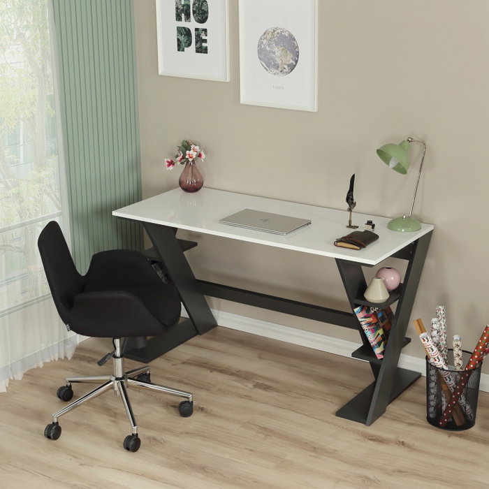 Hanah Home Lungo Escritorio de Estudio Antracita y Blanco